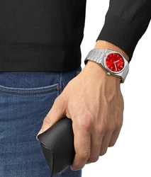 Tissot T137.410.11.421.00 אחריות יבואן רשמי טיסו PRX 40mm לגבר l שעון טיסו לוח בגוון אדום דגם חדש