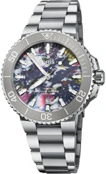 Oris 0173377664150-Set אחריות יבואן רשמי l שעון יד אוריס לוח עשוי מבקבוקי פלסטיק ממוחזרים l מסדרת שעוני Aquis Date Oris אוטומטי l