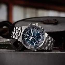 CIAT830058L שעון טייסים שחור סולארי רדיו קונטרול