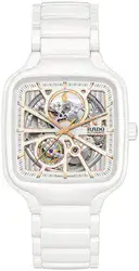 Rado R27073012 - שעון יד יוניסקס מרובע l ראדו עשוי קרמיקה l מנגנון אוטומטי l